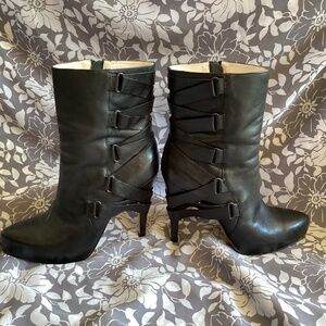 Boutique 9 Black Leather Heel Boot